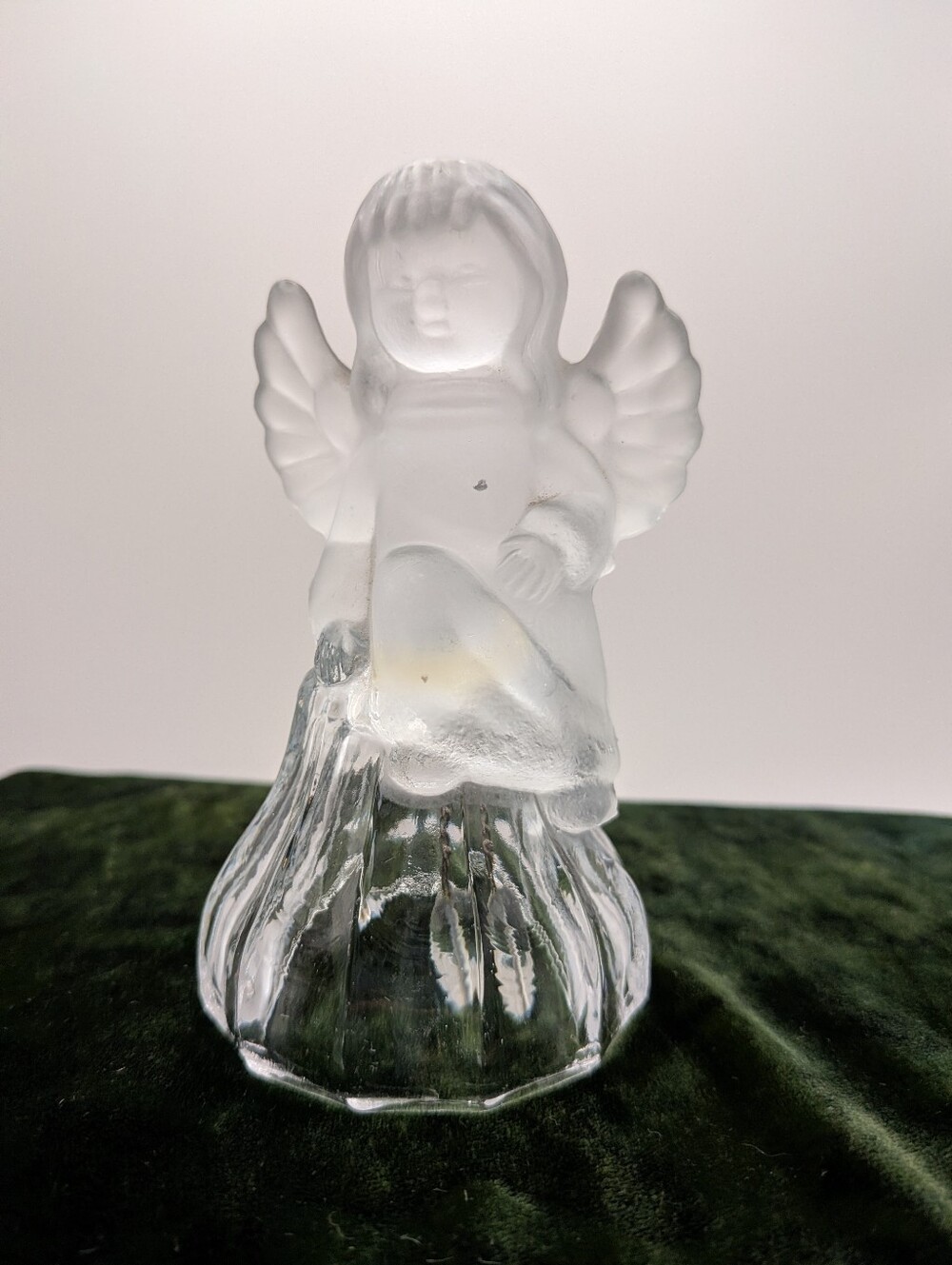 Vintage Lead Frosted Glass Angel Bell Home Art